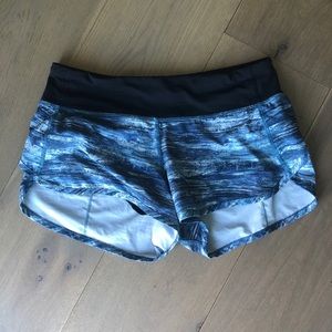 Lululemon blue and white speed shorts